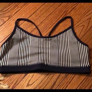 Lululemon navy and white striped yoga bra, size 8